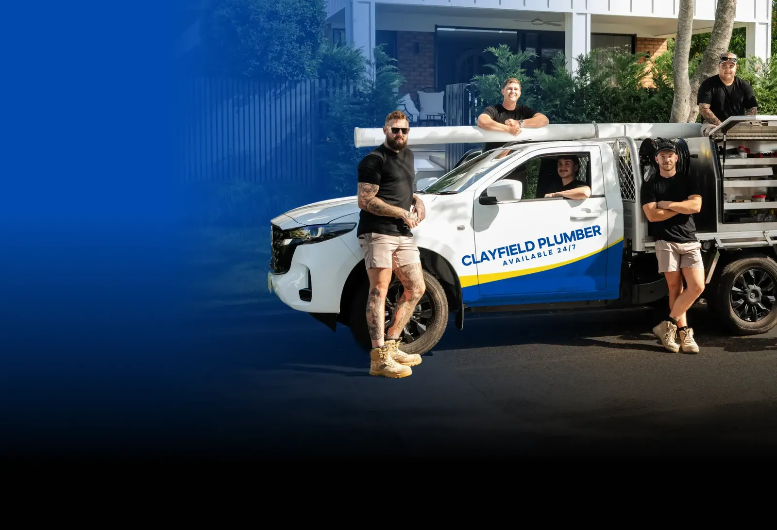 Clayfield Plumber team with the ute